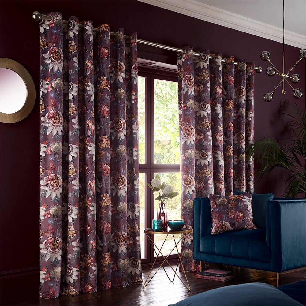 Clarke & Clarke Studio G Pasionara Mulberry Ready Made Curtains