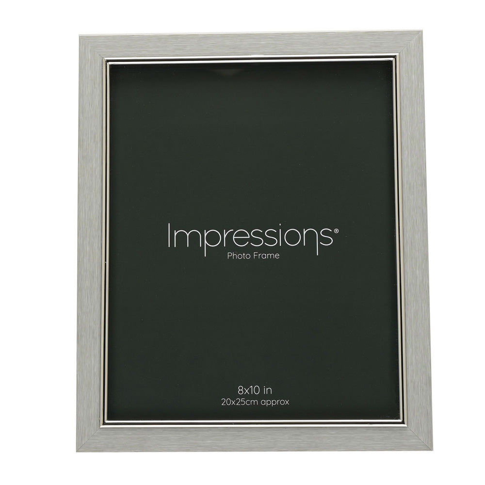 Impressions Grey Faux Wood & Silver Frame 8" x 10"
