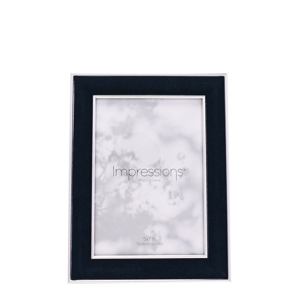 Impressions Silver Frame with Navy Velvet - 5" x 7"