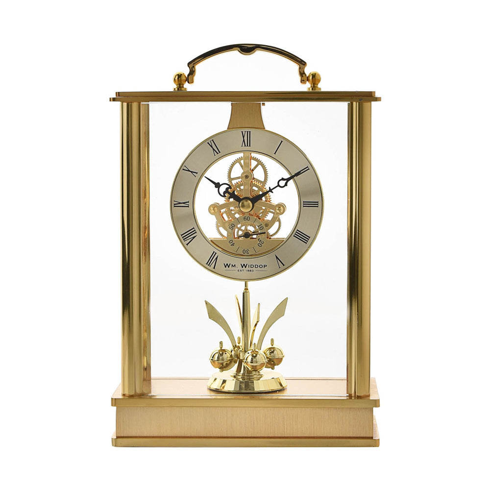 Wm.Widdop Lantern Mantel Clock Skeleton/Rotating Pendulum