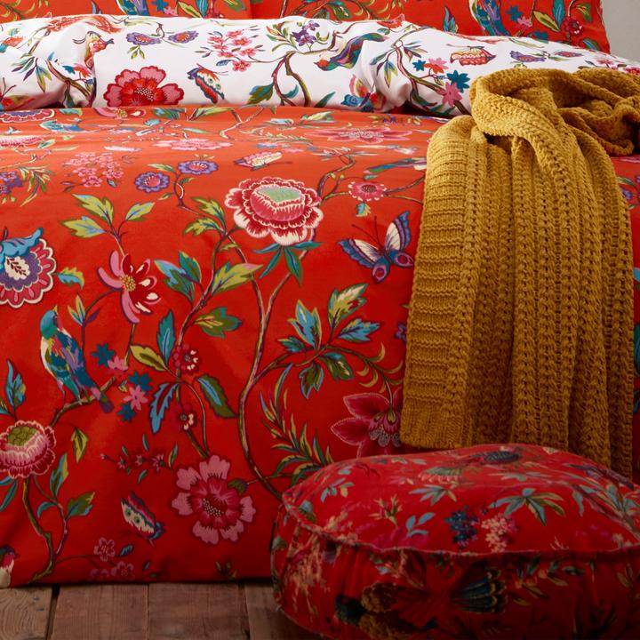 Pomelo Tropical Floral Duvet Cover Set Orange