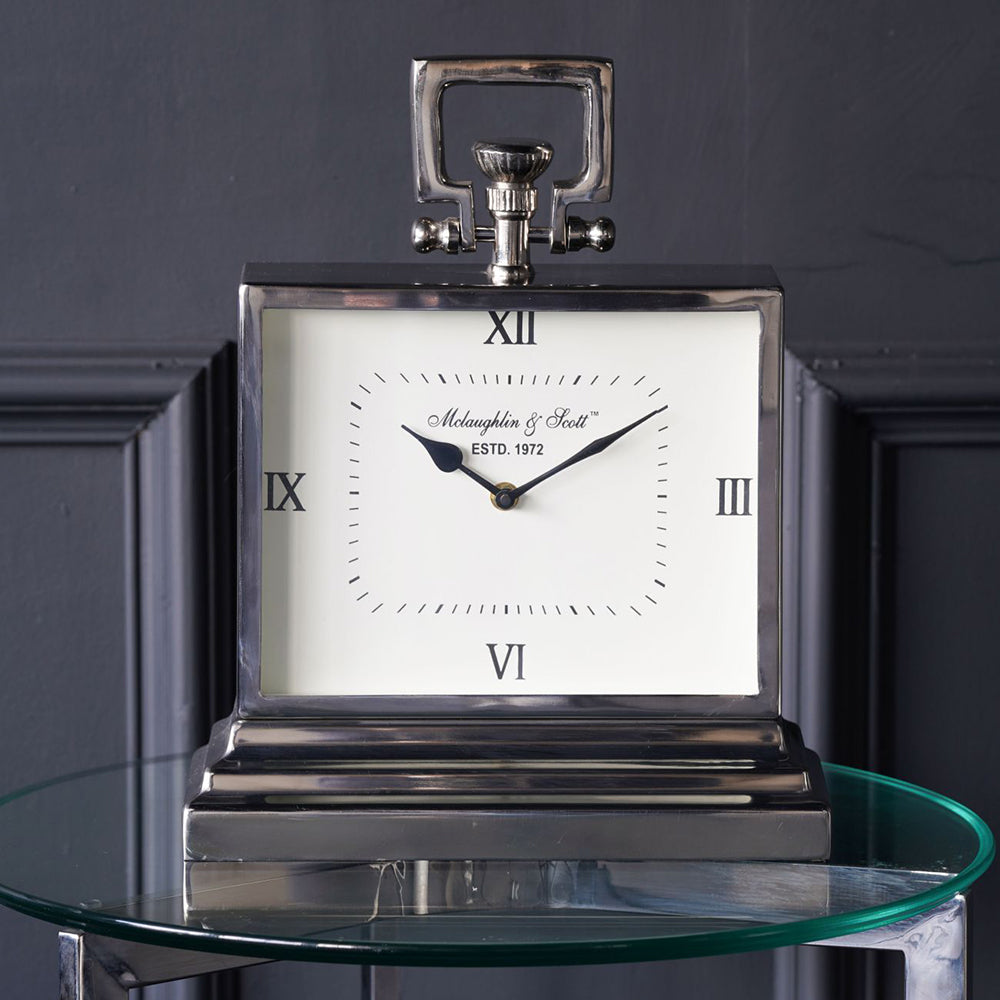 Latham Small Aluminium Rectangular Clock With Roman Numerals – Finesse ...