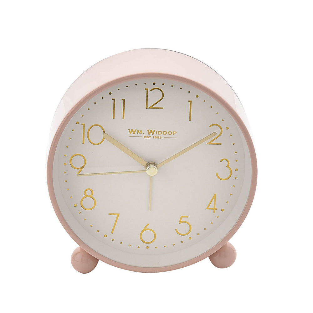 Wm.Widdop Metal Case Alarm Clock Light & Snooze Blush 10.8cm