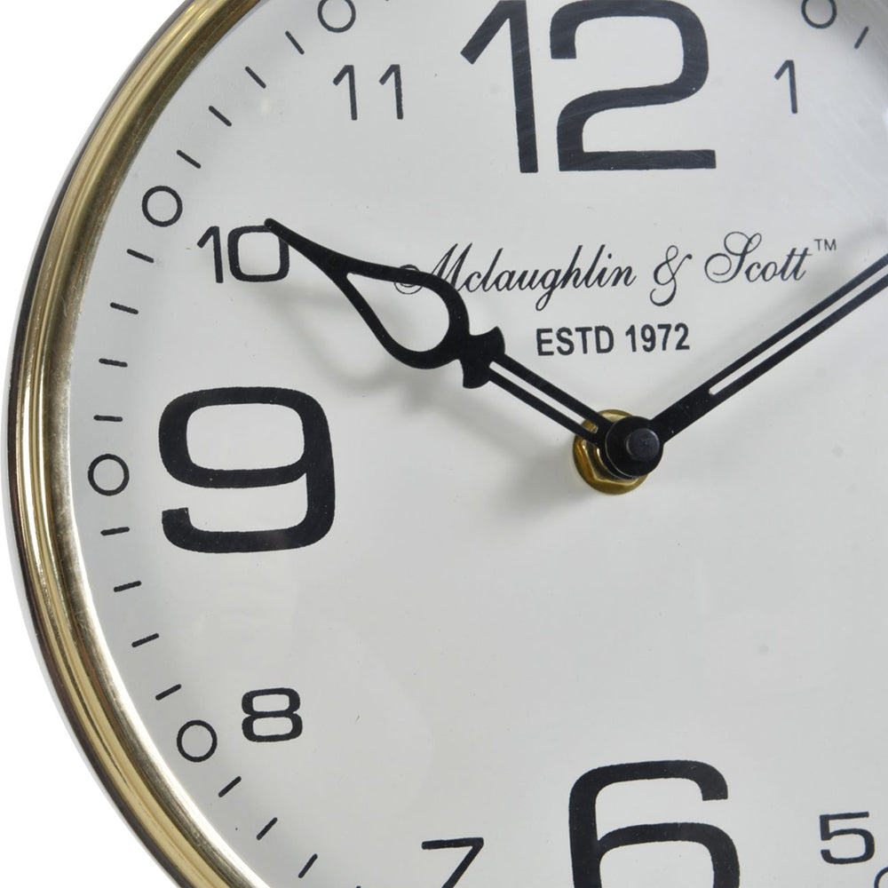 Libra Stollard Silver Nickel Mantel Clock with Gold Angle Adjuster and Detail