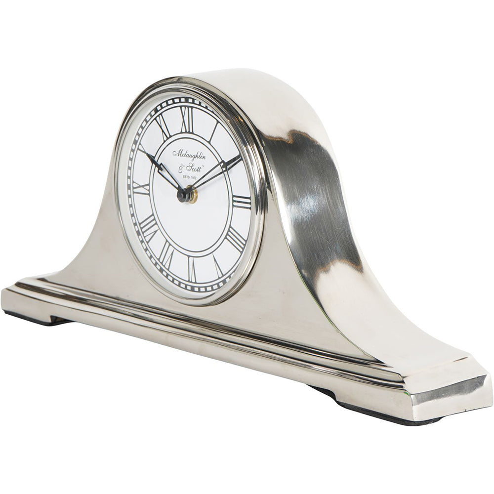Libra Retro Carriage Mantel Clock in Nickel Finish