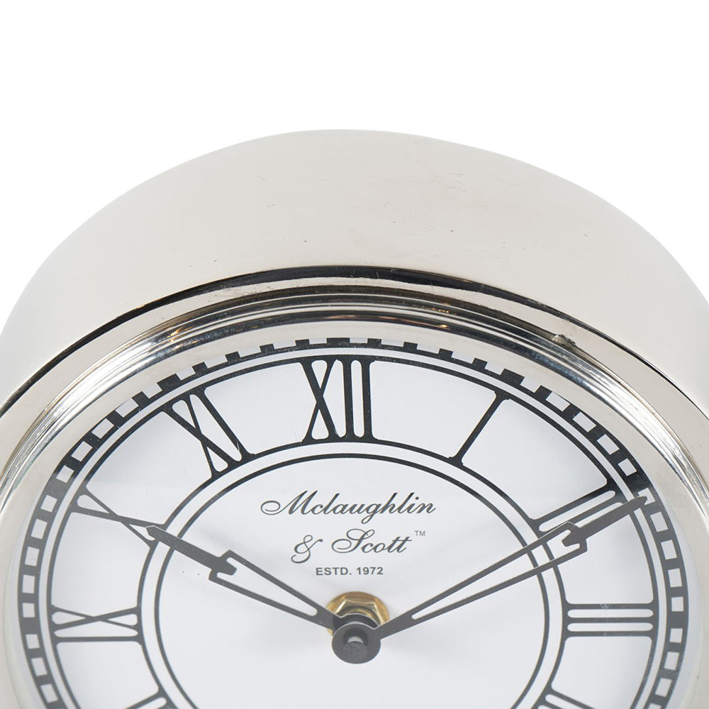 Libra Retro Carriage Mantel Clock in Nickel Finish