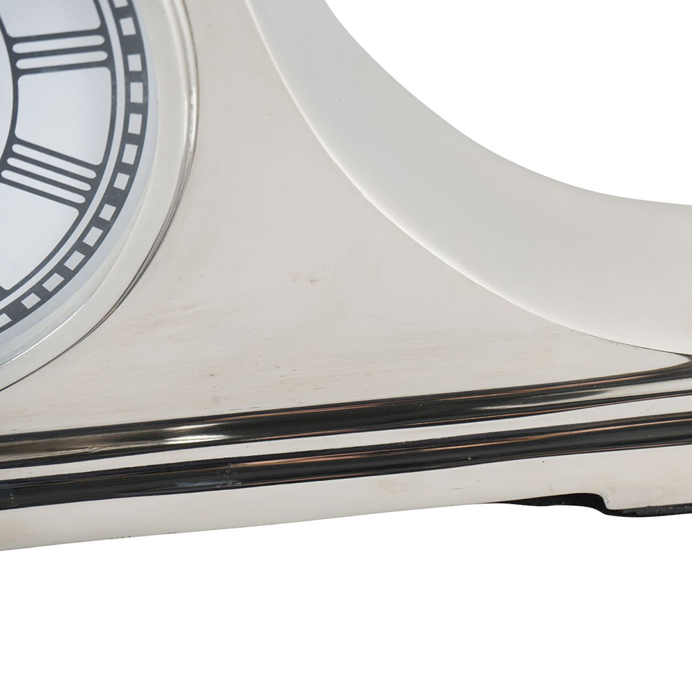 Libra Retro Carriage Mantel Clock in Nickel Finish