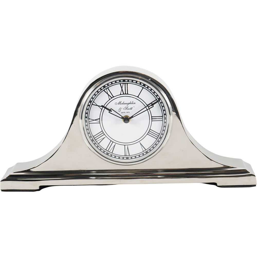 Libra Retro Carriage Mantel Clock in Nickel Finish