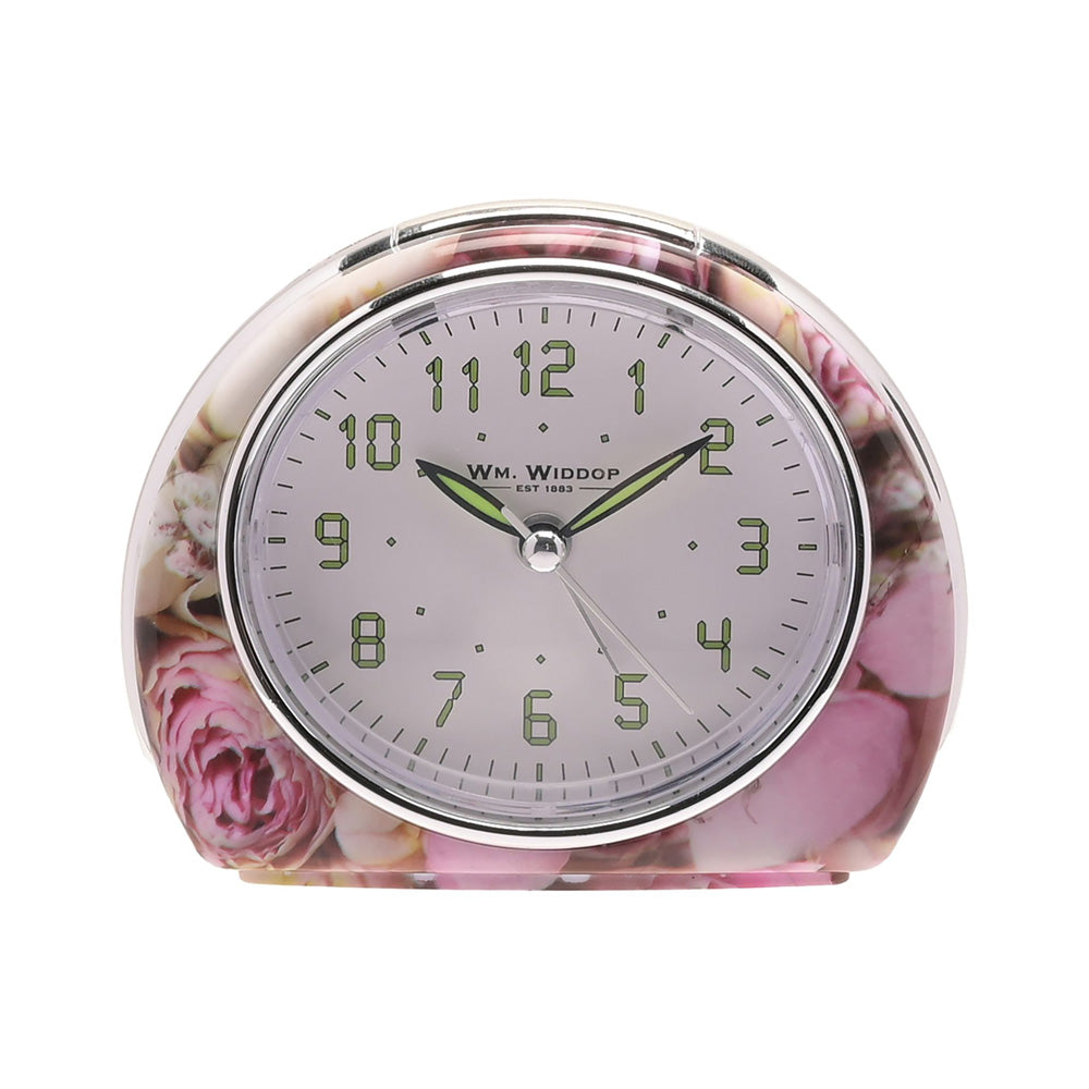 Wm.Widdop Quartz Alarm Clock - Pink Rose Design L/S/C