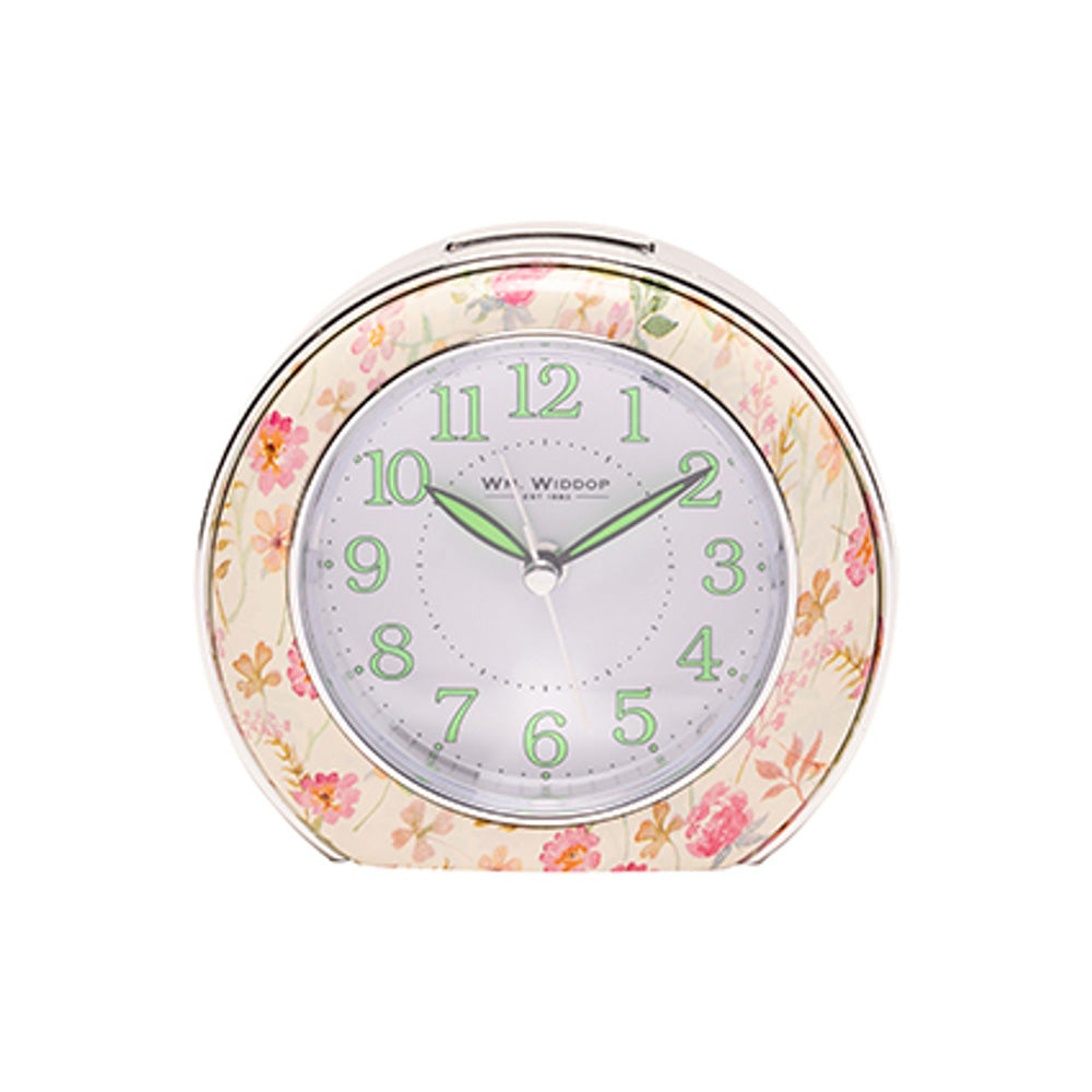 Wm.Widdop Quartz Alarm Clock - Yellow Floral Design L/S/C
