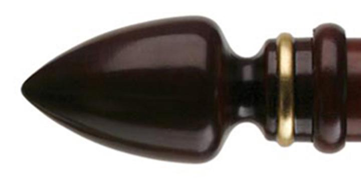 Byron & Byron Mahogany Detail Classic Wood 33mm Curtain Pole Athena finial Standard Cup Brackets - Curtain Poles Emporium