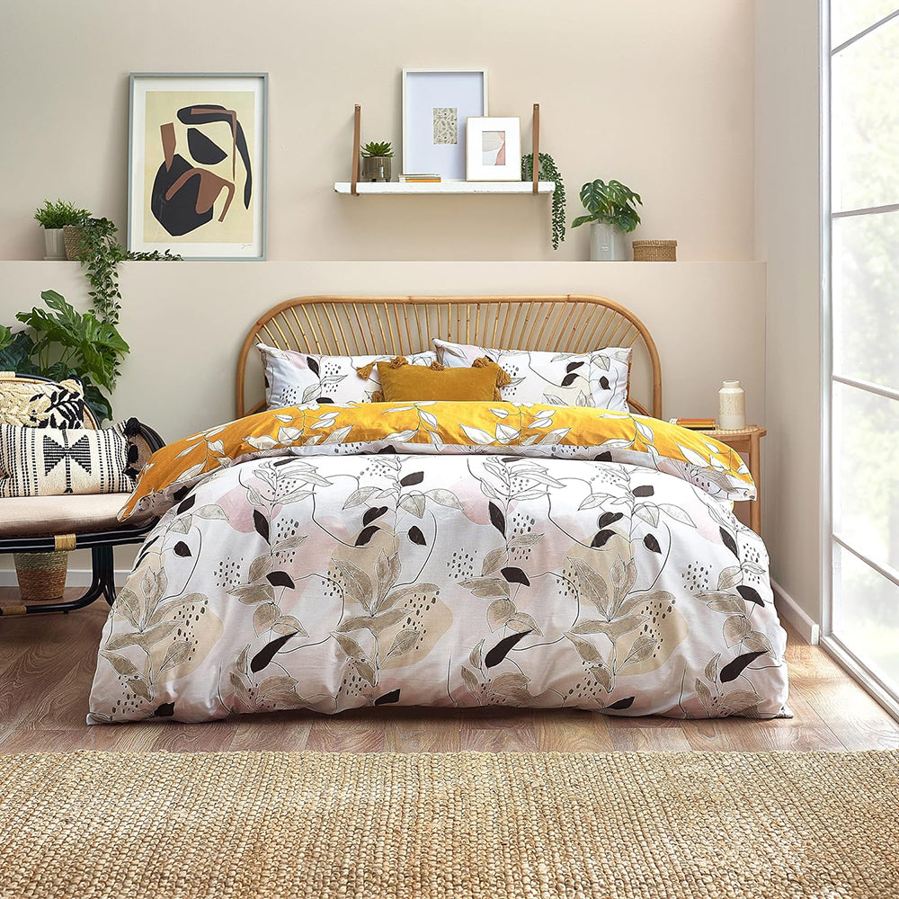 Caliko Botanical Duvet Cover Set Ochre
