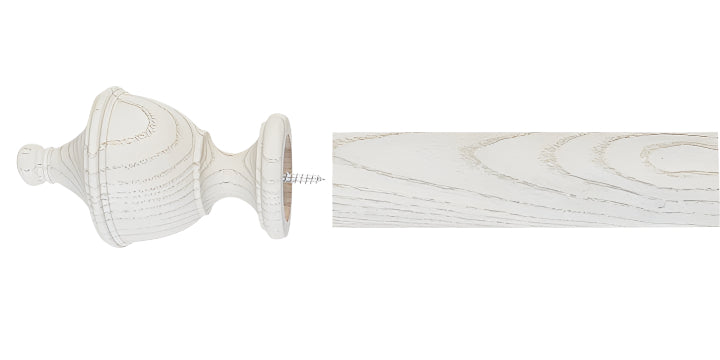 Laura Ashley 35mm Haywood White Wooden Curtain Pole Urn Finial