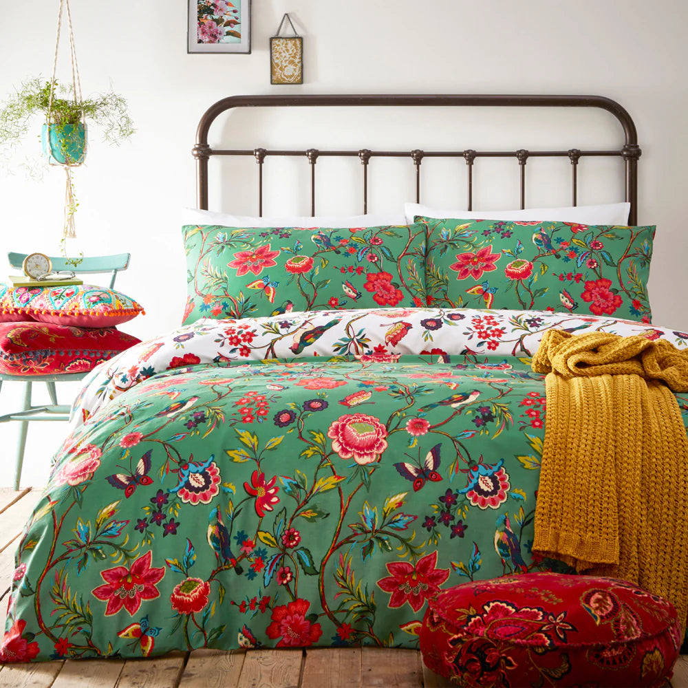 Pomelo Tropical Floral Duvet Cover Set Verdi