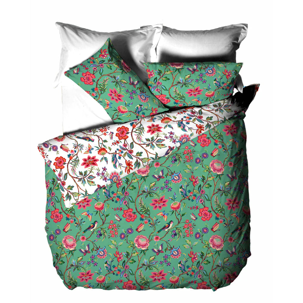 Pomelo Tropical Floral Duvet Cover Set Verdi