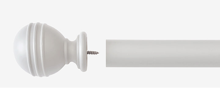 Laura Ashley 35mm Pale Dove Grey Wooden Curtain Pole Ribbed Ball Finial