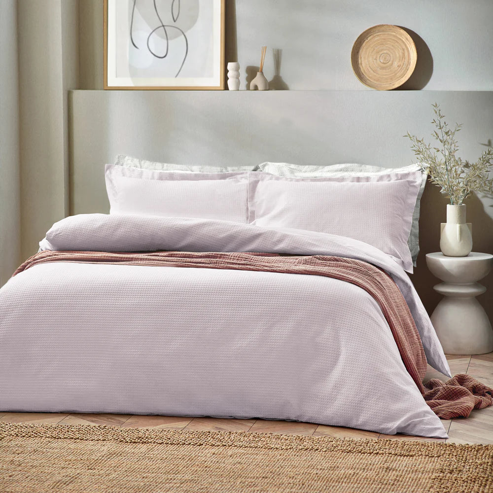 Linen Yard Waffle Double Duvet Set Blush