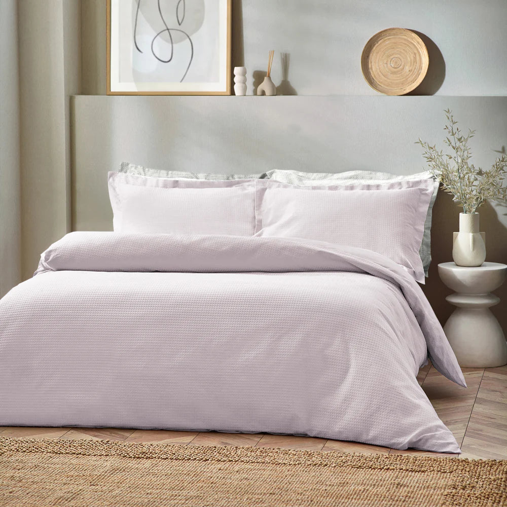 Linen Yard Waffle Double Duvet Set Blush