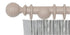 Laura Ashley 35mm Truffle Wooden Curtain Pole Ribbed Ball Finia