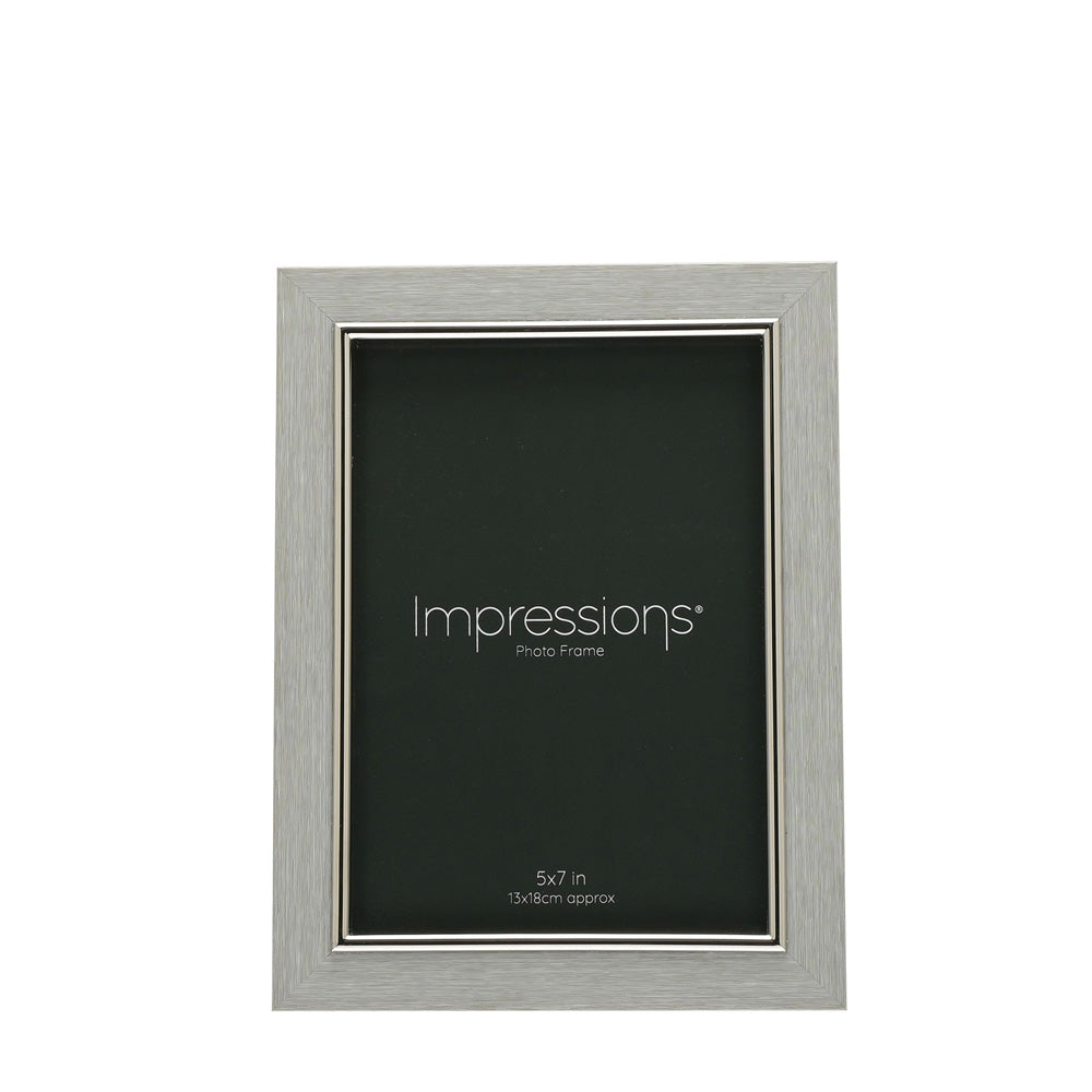 Impressions Grey Faux Wood & Silver Frame 5" x 7"