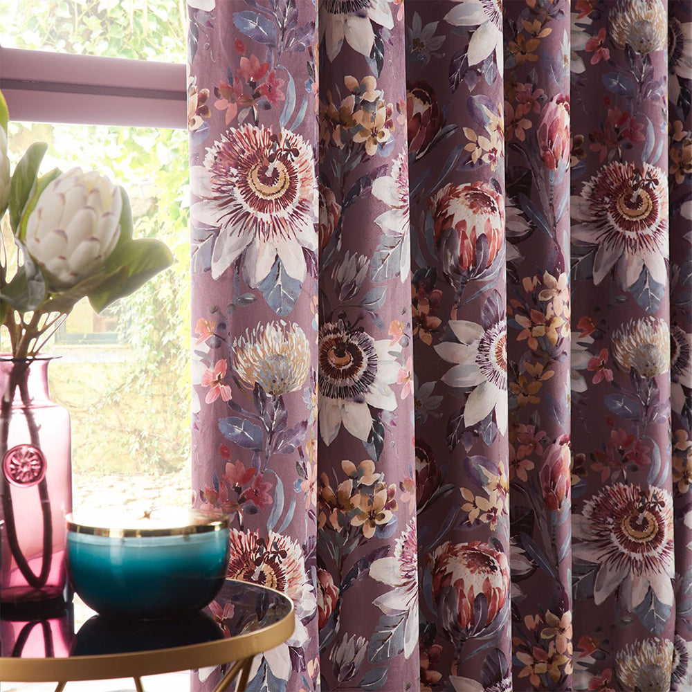 Clarke & Clarke Studio G Pasionara Mulberry Ready Made Curtains