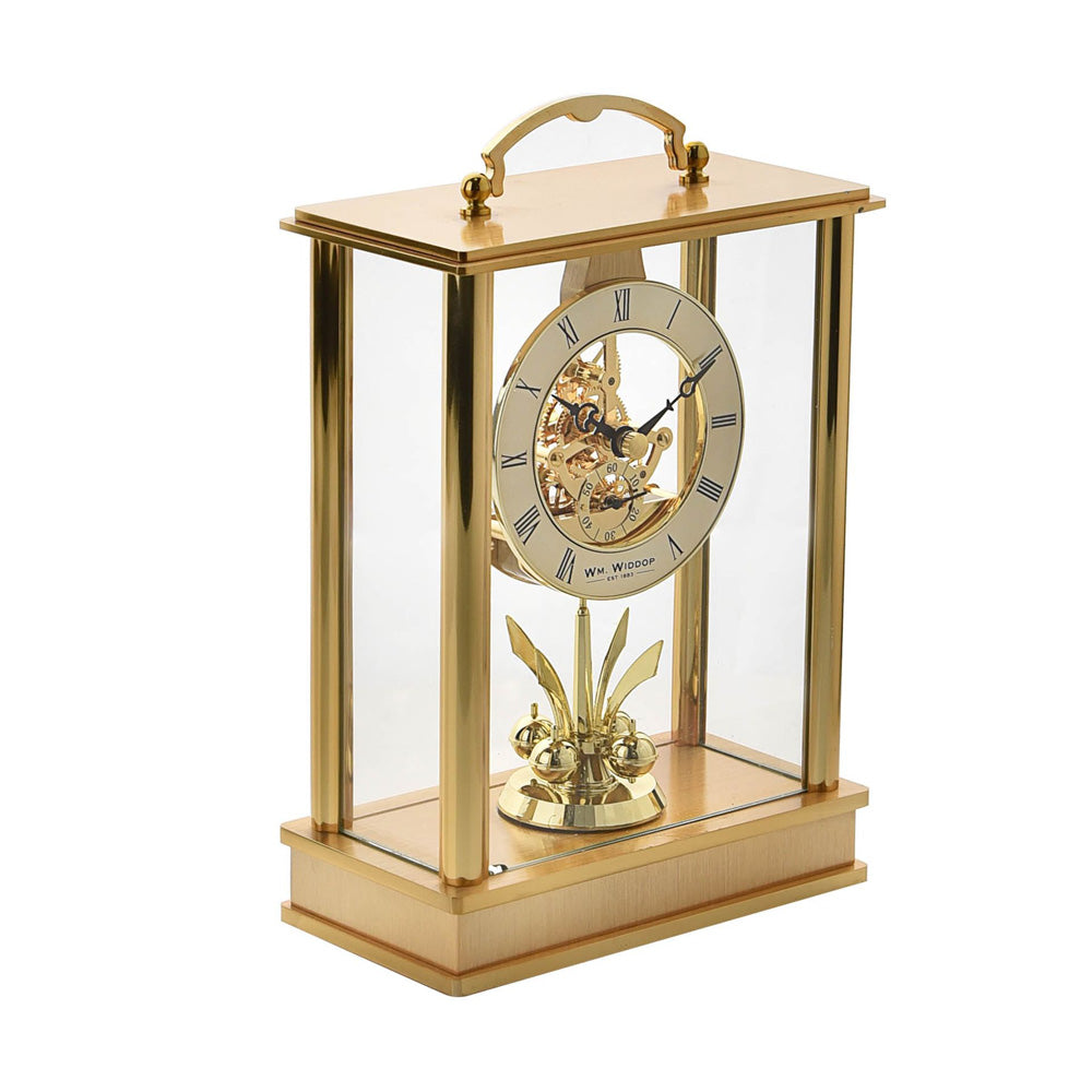 Wm.Widdop Lantern Mantel Clock Skeleton/Rotating Pendulum
