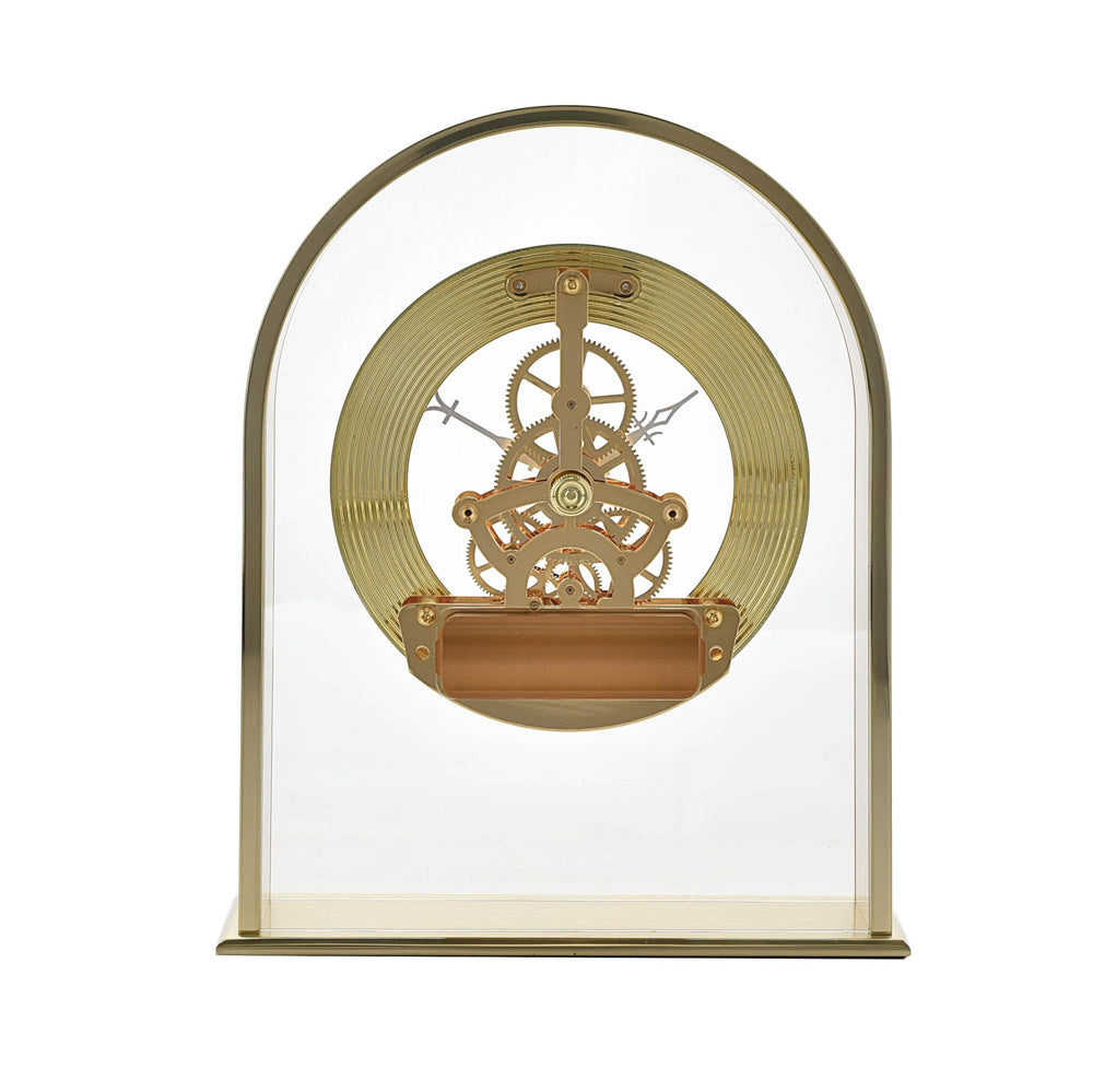 Wm.Widdop Gold Arch Mantel Clock Skeleton Dial Roman