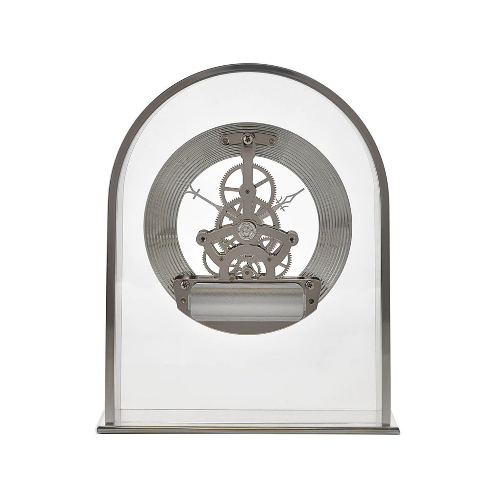 Wm.Widdop Silver Arch Mantel Clock Skeleton Dial Roman