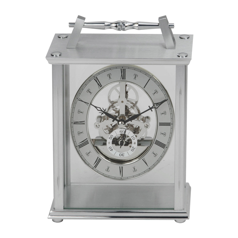 Wm.Widdop Silver Skeleton Movement Mantel Clock 20cm