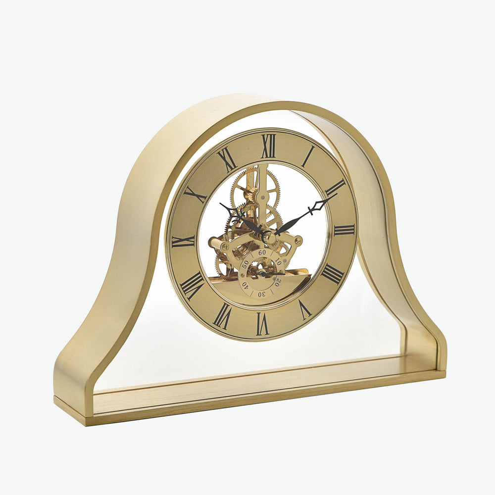 Wm.Widdop Napoleon Mantel Clock Gold Skeleton Movement