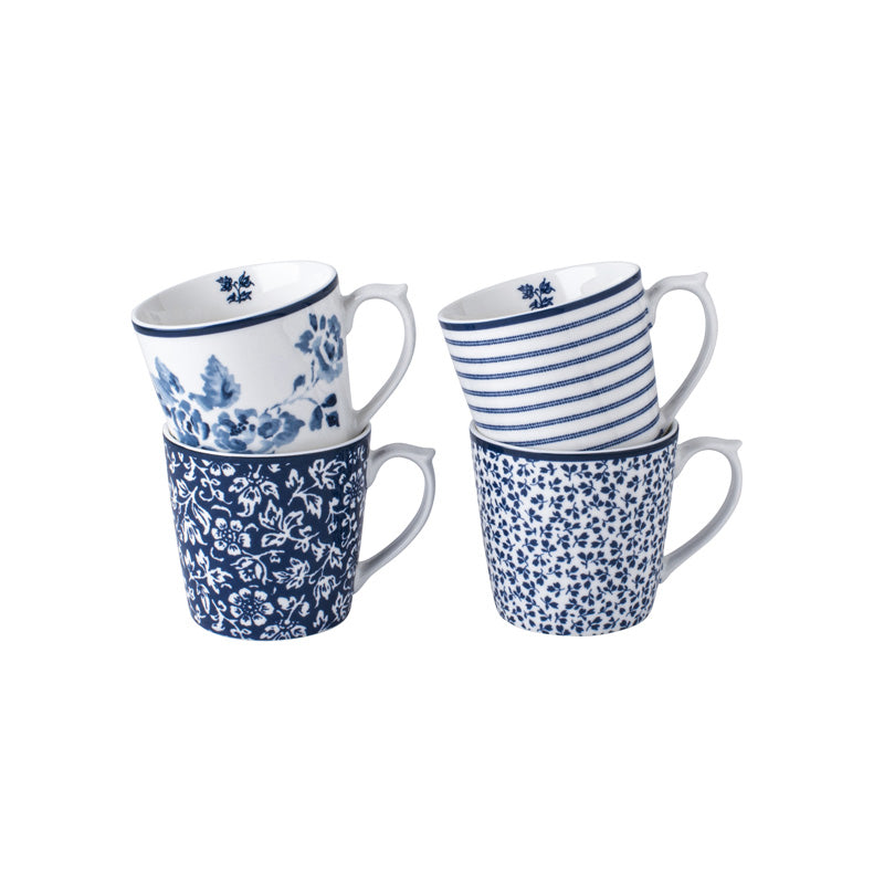 Laura Ashley Blueprint Collection Set/4 Mugs Mixed Designs