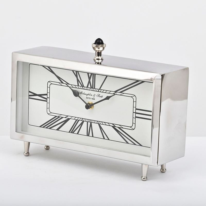 Libra Nebolo Nickel Rectangular Table Clock