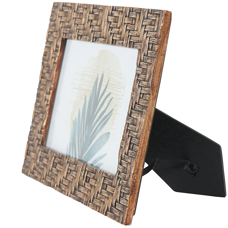 Libra Rustic Brown Bamboo Woven Effect Photo Frame 10x15cm
