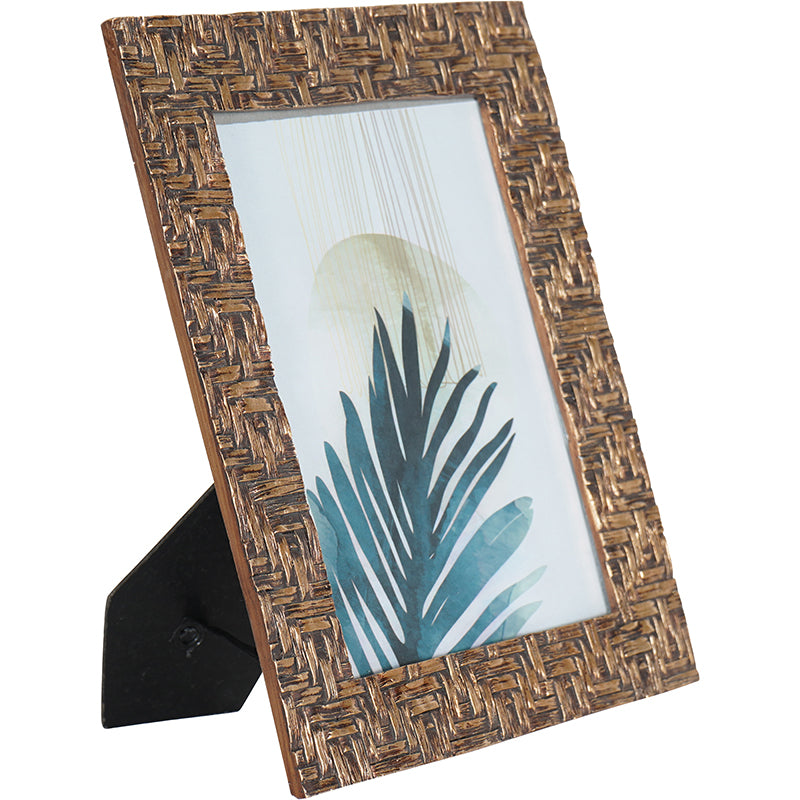 Libra Rustic Brown Bamboo Woven Effect Photo Frame 13x18cm