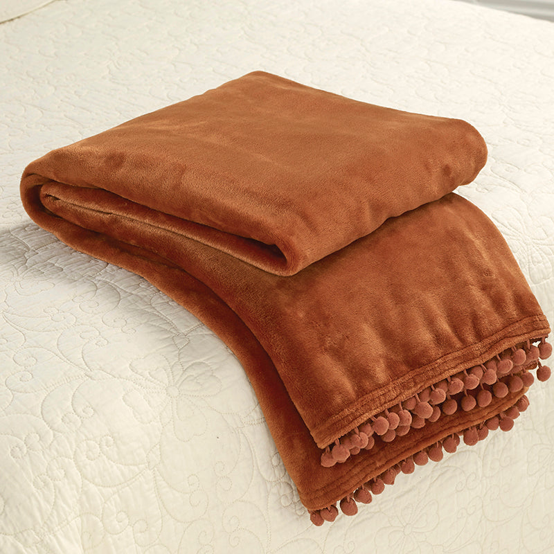 Walton's Cashmere Touch Fleece Burnt Orange Throw 130cmx170cm