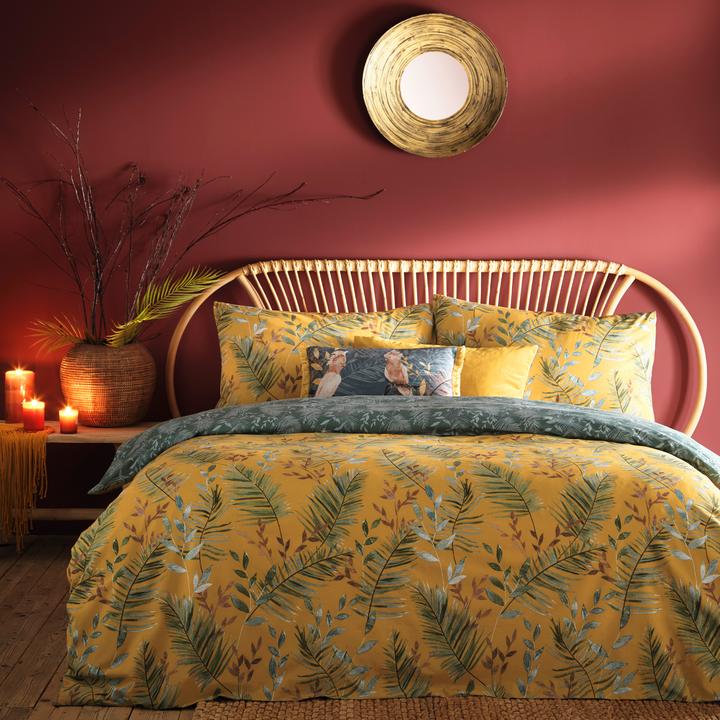 Mazari Exotic Jungle Duvet Cover Set Mustard-King
