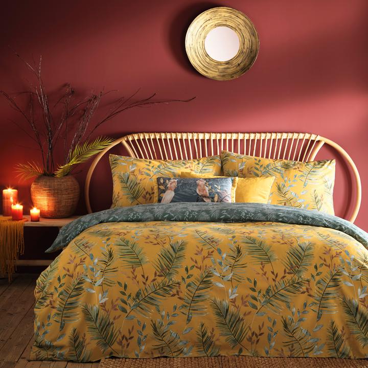 Mazari Exotic Jungle Duvet Cover Set Mustard-King