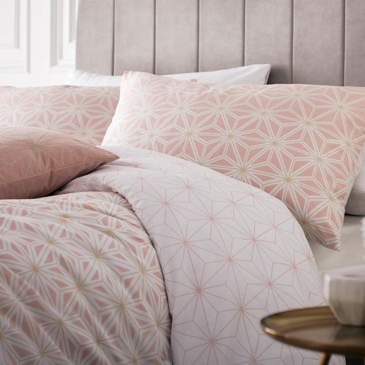 Tessellate Geometric Duvet Cover Set Blush/Gold