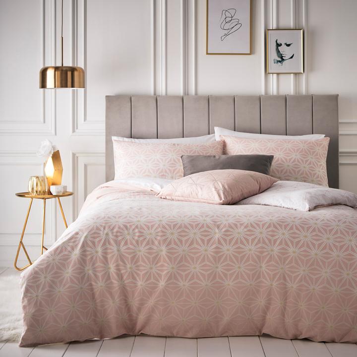 Tessellate Geometric Duvet Cover Set Blush/Gold