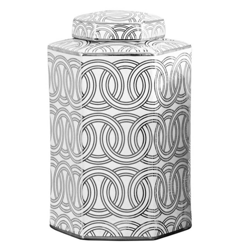 Black and White Circle Design Ginger Jar 24cm